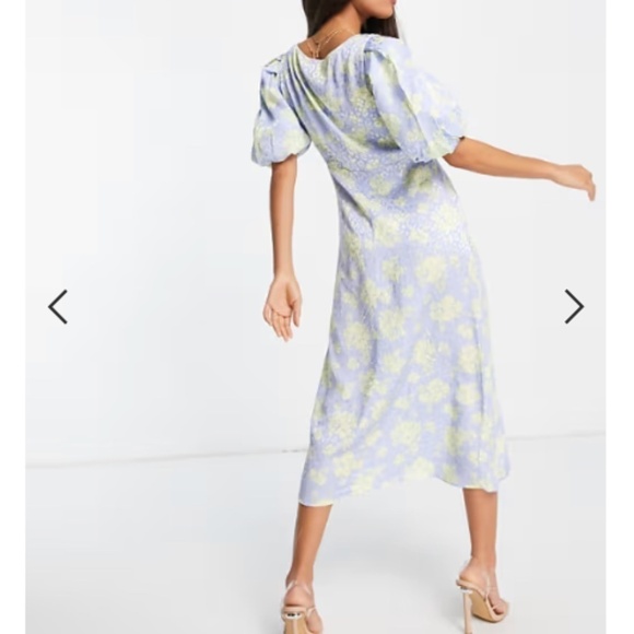 ASOS Wedding Special Event Sexy Bohemian Flowy Boho Floral Tie Front Midi Dress - Picture 3 of 4